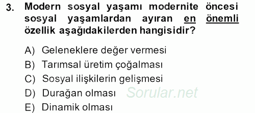 Yeni Toplumsal Hareketler 2013 - 2014 Ara Sınavı 3.Soru