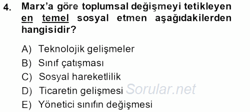 Yeni Toplumsal Hareketler 2013 - 2014 Ara Sınavı 4.Soru