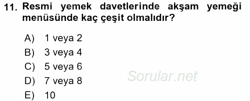 Sosyal Davranış ve Protokol 2017 - 2018 3 Ders Sınavı 11.Soru