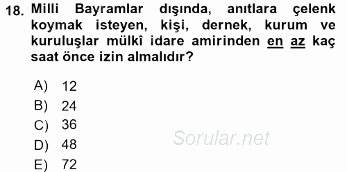 Sosyal Davranış ve Protokol 2017 - 2018 3 Ders Sınavı 18.Soru