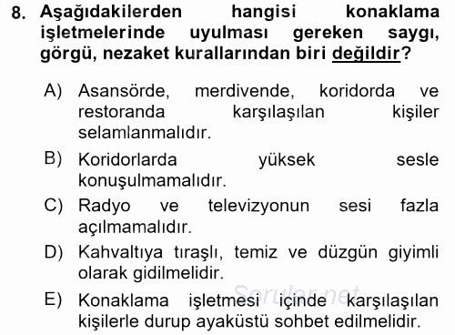 Sosyal Davranış ve Protokol 2017 - 2018 3 Ders Sınavı 8.Soru