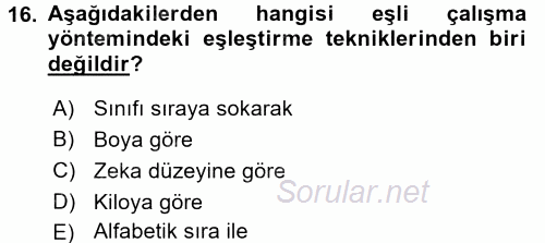 Spor Bilimlerine Giriş 2015 - 2016 Tek Ders Sınavı 16.Soru
