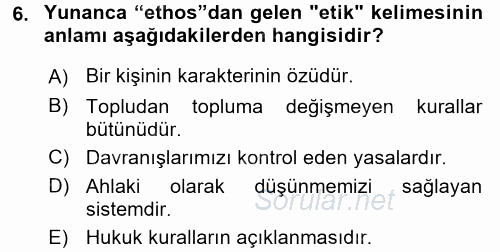 Spor Bilimlerine Giriş 2015 - 2016 Tek Ders Sınavı 6.Soru