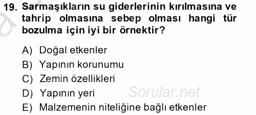 Restorasyon ve Koruma İlkeleri 2014 - 2015 Ara Sınavı 19.Soru