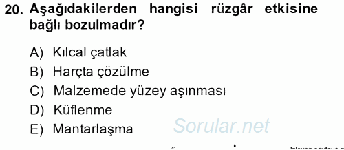 Restorasyon ve Koruma İlkeleri 2014 - 2015 Ara Sınavı 20.Soru