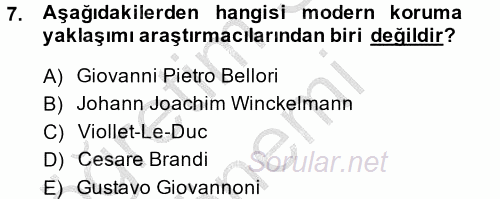 Restorasyon ve Koruma İlkeleri 2014 - 2015 Ara Sınavı 7.Soru