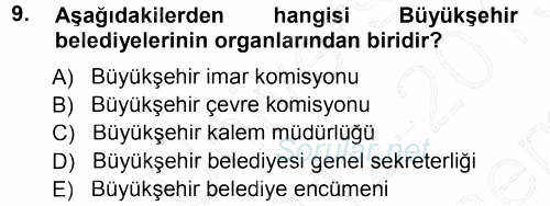 Kentleşme ve Konut Politikaları 2012 - 2013 Dönem Sonu Sınavı 9.Soru