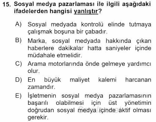 Sosyal Medya 2015 - 2016 Ara Sınavı 15.Soru