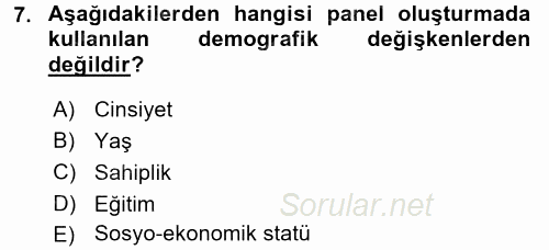 Radyo ve Televizyon İşletmeciliği 2015 - 2016 Tek Ders Sınavı 7.Soru