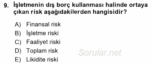 Radyo ve Televizyon İşletmeciliği 2015 - 2016 Tek Ders Sınavı 9.Soru