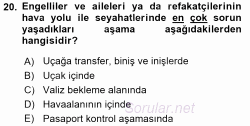 Turistik Alanlarda Mekan Tasarımı 2017 - 2018 3 Ders Sınavı 20.Soru