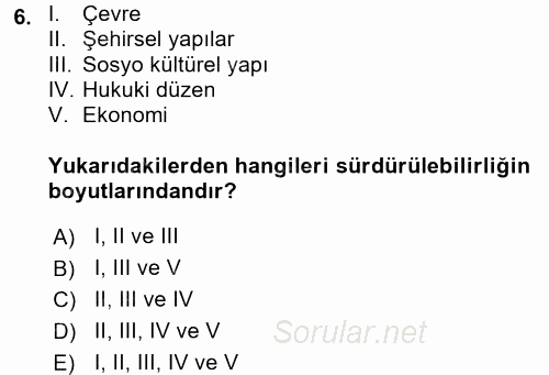 Turistik Alanlarda Mekan Tasarımı 2017 - 2018 3 Ders Sınavı 6.Soru