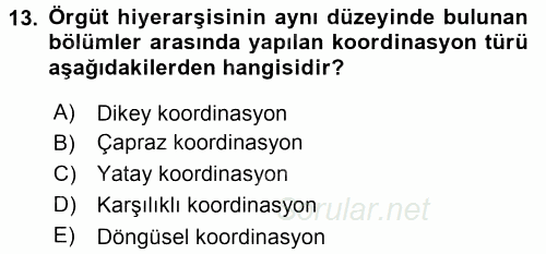 Sağlık Kurumları Yönetimi 2 2016 - 2017 Dönem Sonu Sınavı 13.Soru