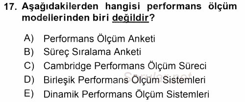 Sağlık Kurumları Yönetimi 2 2016 - 2017 Dönem Sonu Sınavı 17.Soru