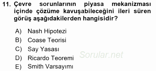 Maliye Politikası 2 2017 - 2018 3 Ders Sınavı 11.Soru