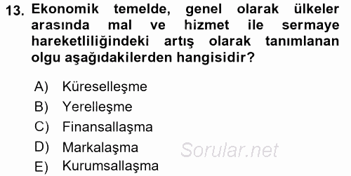 Maliye Politikası 2 2017 - 2018 3 Ders Sınavı 13.Soru