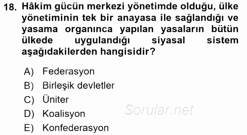 Maliye Politikası 2 2017 - 2018 3 Ders Sınavı 18.Soru