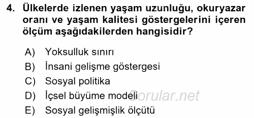 Maliye Politikası 2 2017 - 2018 3 Ders Sınavı 4.Soru