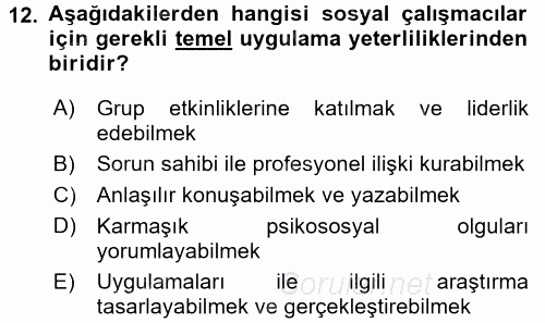 Görüşme Teknikleri 2015 - 2016 Ara Sınavı 12.Soru