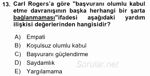 Görüşme Teknikleri 2015 - 2016 Ara Sınavı 13.Soru