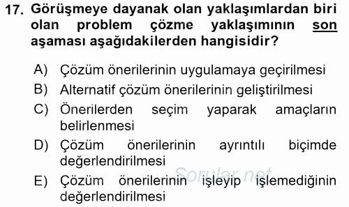 Görüşme Teknikleri 2015 - 2016 Ara Sınavı 17.Soru