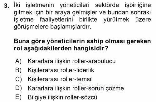 Yönetim Bilimi 1 2017 - 2018 Ara Sınavı 3.Soru