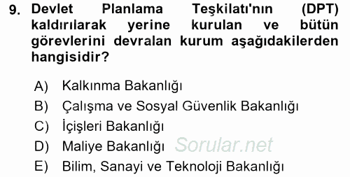 Yönetim Bilimi 1 2017 - 2018 Ara Sınavı 9.Soru