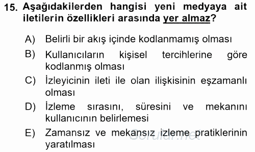 Hareketli Görüntünün Tarihi 2015 - 2016 Dönem Sonu Sınavı 15.Soru Hareketli Görüntünün Tarihi 2015 - 2016 Dönem Sonu Sınavı 15.Soru