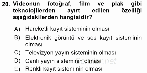 Hareketli Görüntünün Tarihi 2015 - 2016 Dönem Sonu Sınavı 20.Soru Hareketli Görüntünün Tarihi 2015 - 2016 Dönem Sonu Sınavı 20.Soru
