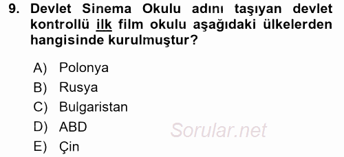 Hareketli Görüntünün Tarihi 2015 - 2016 Dönem Sonu Sınavı 9.Soru Hareketli Görüntünün Tarihi 2015 - 2016 Dönem Sonu Sınavı 9.Soru