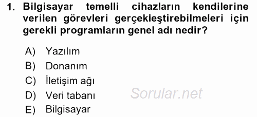 Muhasebede Bilgi Yönetimi 2016 - 2017 Ara Sınavı 1.Soru