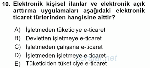 Muhasebede Bilgi Yönetimi 2016 - 2017 Ara Sınavı 10.Soru