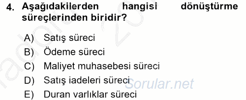 Muhasebede Bilgi Yönetimi 2016 - 2017 Ara Sınavı 4.Soru
