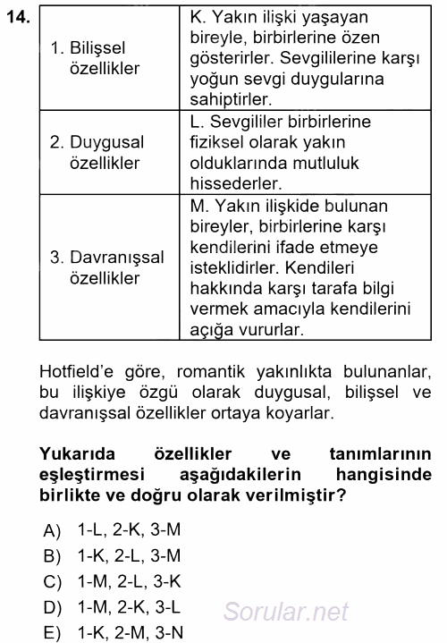 Aile İçi Uyumlu Etkileşim 2017 - 2018 Ara Sınavı 14.Soru