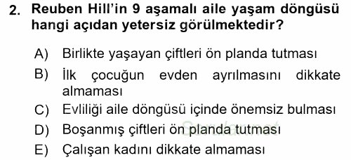 Aile İçi Uyumlu Etkileşim 2017 - 2018 Ara Sınavı 2.Soru