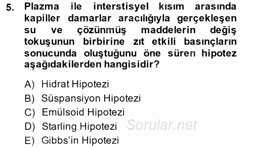 Temel Veteriner Biyokimya 2014 - 2015 Ara Sınavı 5.Soru