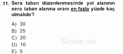 Örtü Altı Üretim Sistemleri 2014 - 2015 Ara Sınavı 11.Soru