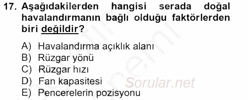Örtü Altı Üretim Sistemleri 2014 - 2015 Ara Sınavı 17.Soru