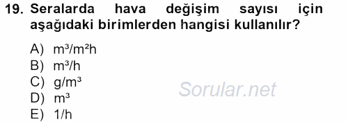 Örtü Altı Üretim Sistemleri 2014 - 2015 Ara Sınavı 19.Soru