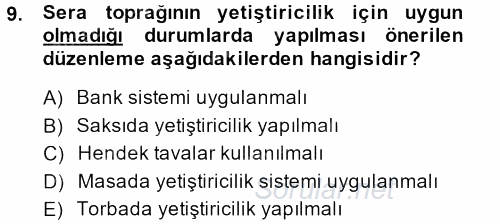 Örtü Altı Üretim Sistemleri 2014 - 2015 Ara Sınavı 9.Soru
