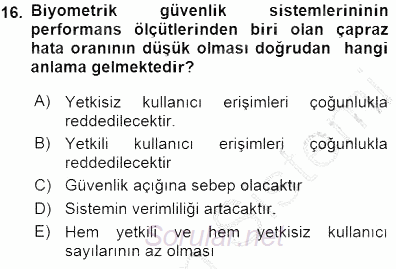 Güvenlik Sistemleri 2015 - 2016 Dönem Sonu Sınavı 16.Soru