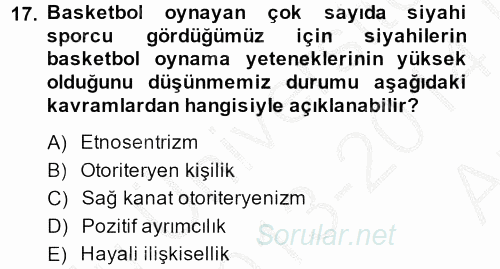 Sosyal Psikoloji 2 2013 - 2014 Ara Sınavı 17.Soru