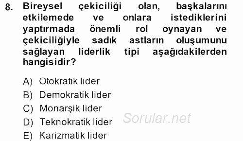 Sosyal Psikoloji 2 2013 - 2014 Ara Sınavı 8.Soru