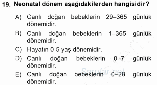 Tıbbi Terminoloji 2016 - 2017 3 Ders Sınavı 19.Soru