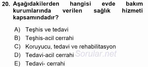 Tıbbi Terminoloji 2016 - 2017 3 Ders Sınavı 20.Soru