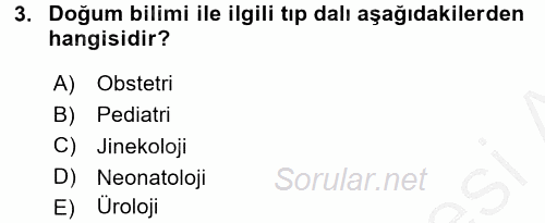 Tıbbi Terminoloji 2016 - 2017 3 Ders Sınavı 3.Soru