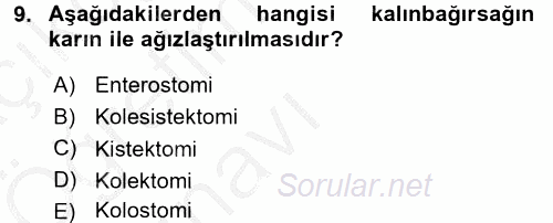 Tıbbi Terminoloji 2016 - 2017 3 Ders Sınavı 9.Soru