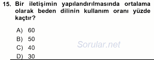 Aile Yapısı ve İlişkileri 2015 - 2016 Ara Sınavı 15.Soru