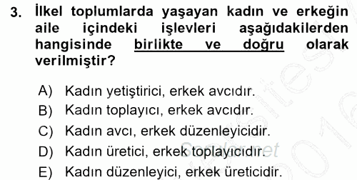 Aile Yapısı ve İlişkileri 2015 - 2016 Ara Sınavı 3.Soru