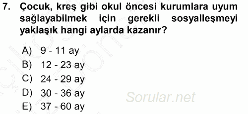 Aile Yapısı ve İlişkileri 2015 - 2016 Ara Sınavı 7.Soru